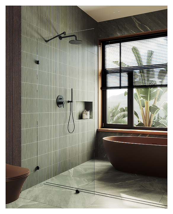 Перегородка душевая MaybahGlass MGD-259-6 79х195 см, черный