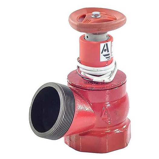 Клапан пожарный Апогей чугун угловой 125 гр КПЧ 50-1 Ду 50 1,6 МПа муфта-цапка с датчиком положения ДППК 24