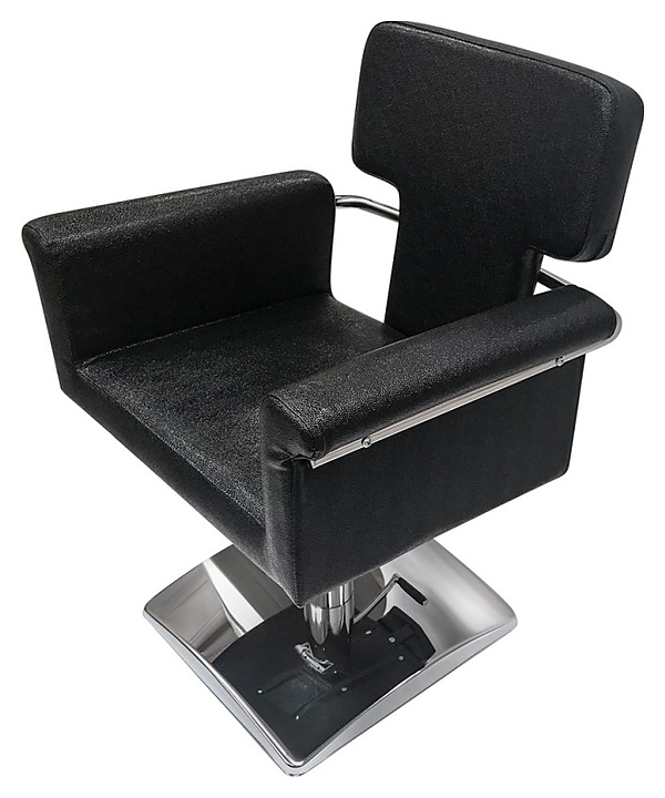 Кресло парикмахерское МЭДИСОН МД-77 гидравлика хром, квадрат хром, черное текстурное № 92