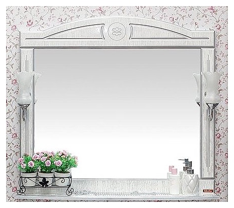 Зеркало Sanflor Адель 100 см, белое, фурнитура серебро