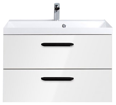 Тумба с раковиной BelBagno AURORA-800-2C-SO-BL + BB800/450-LV-MR-AST + 8.1107.224192.0270 белый глянцевый, ручки белые глянцевые