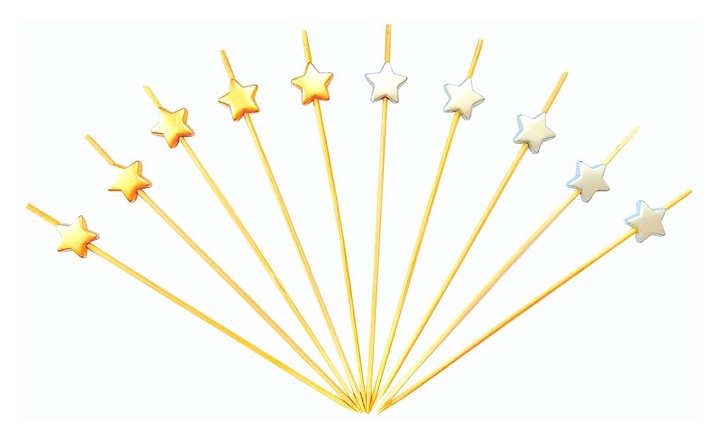 Пика шпажка P.L. Proff Cuisine 4627151561066 бамбук Звезда 12 см золото/серебро 100 шт