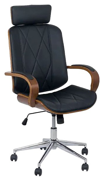 Кресло компьютерное Hesby Serene Serenity (полимер / фанера / металл) черное / коричневое / хром