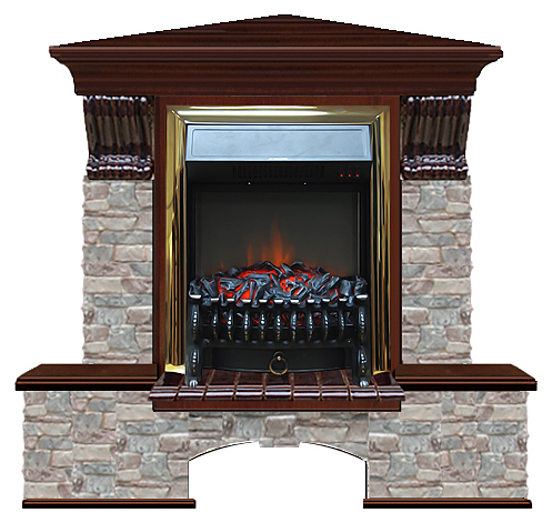Камин Glenrich Бостон К Fobos BR ГЦ красное дерево угловой