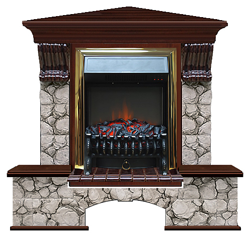 Камин Glenrich Бостон К Fobos BR Карелия красное дерево угловой