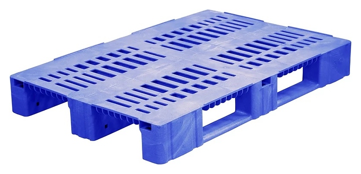 Паллет универсальный ТАРА.РУ TR 1208-3 1200х800х150 мм (перфорированный на 3 полозьях (версия 2)) синий