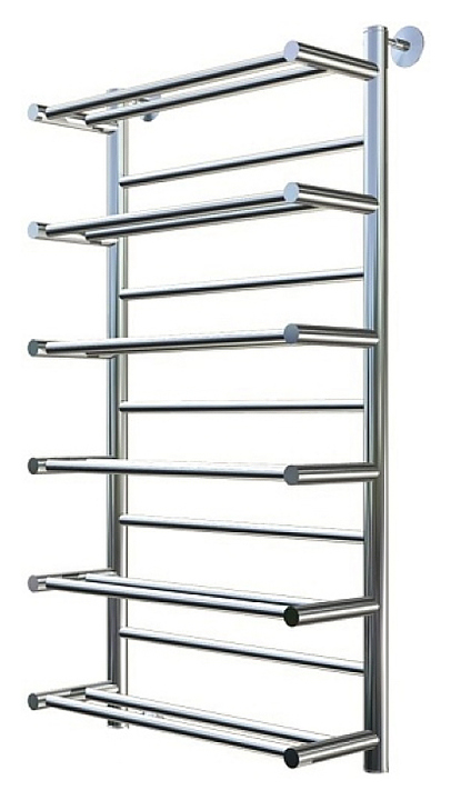 Полотенцесушитель водяной с полочкой Тругор Вертикаль НК П 100х50 см (без углов), хром