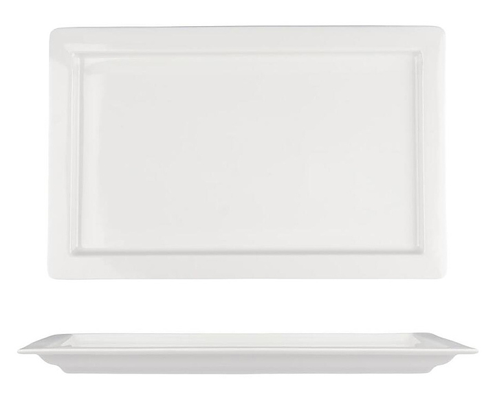 Блюдо прямоугольное Noble Fine Plus 091152A 27х14.8 см h 2 см, белый
