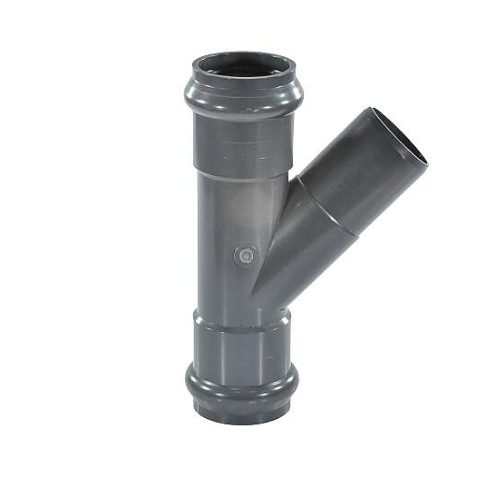 Тройник Aquaviva НПВХ серый SDR26 Дн 110х45гр Ру10 раструбный напорный в/к