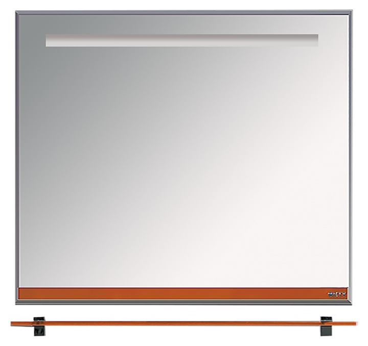 Зеркало Misty Джулия-90 89х80 см с полочкой 12 мм, подсветкой и функцией анти-пар, оранжевое