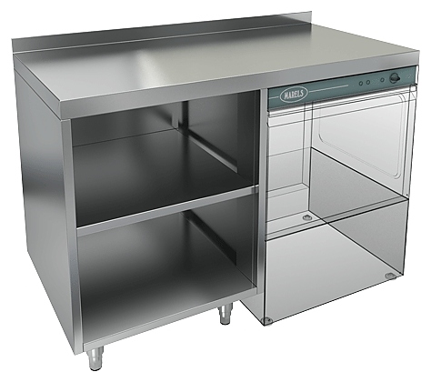 Стол под посудомоечную машину HICOLD НБМСЗОКП-12/6БП с правым крылом и бортом