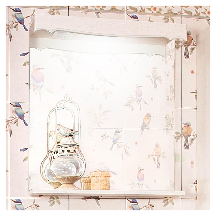 Зеркало БРИКЛАЕР Кантри 65 65х70 см с подсветкой и полочкой, бежевый дуб прованс