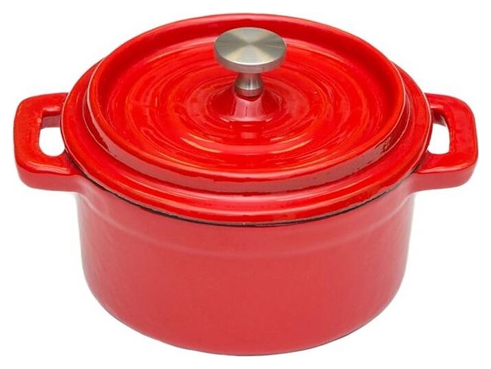 Кастрюля для подачи P.L. Proff Cuisine A10 250 мл d=10,5 см с крышкой (эмалированный чугун) красная