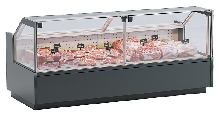 Витрина холодильная MAGMA Beryl plug-in 2500 (мясная, встроенный агрегат) с запасником