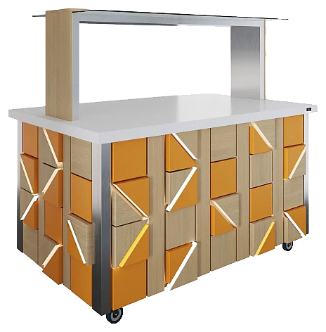 Салат-бар нейтральный Luxstahl СБН-1500 Premium Pixel (столешница из искусственного камня)