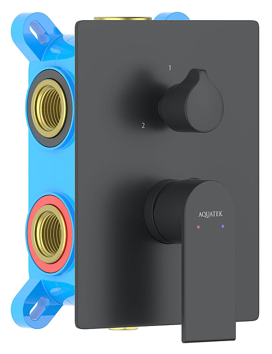 Смеситель для ванны и душа встраиваемый Aquatek Лира AQ1447MB 3 режима, черный матовый