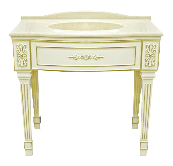 Тумба под раковину Misty Tiffany 100 98х88 см, бежевая с сусальным золотом