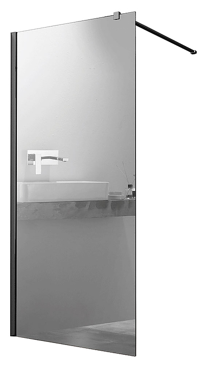 Перегородка душевая Vincea Walk-In VSW-1H900MRB 90х200 см зеркальное стекло, профиль черный матовый