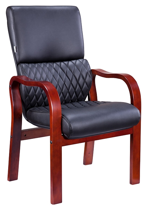 Кресло для посетителей Everprof President Wood CF экокожа, черное