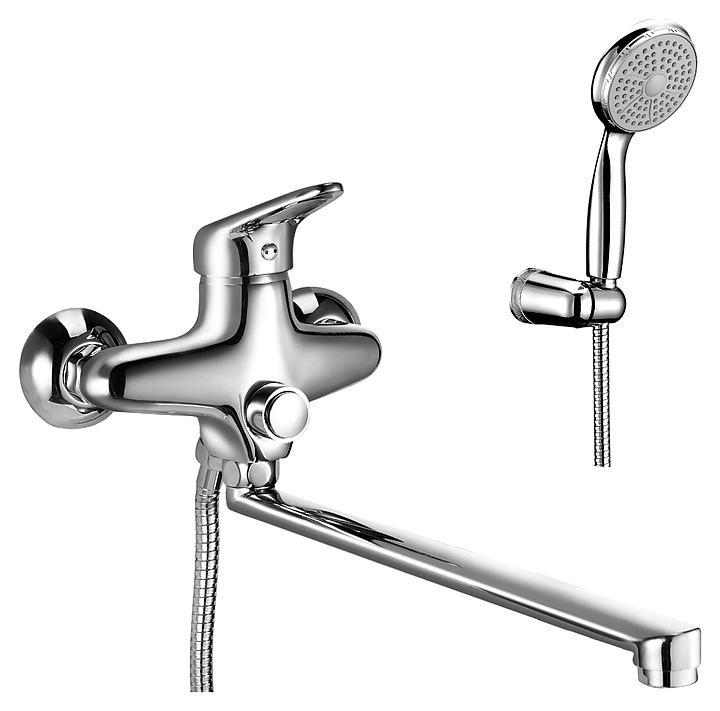 Смеситель для ванны и душа LEMARK Luna LM4157C универсальный, с плоским поворотным изливом, хром