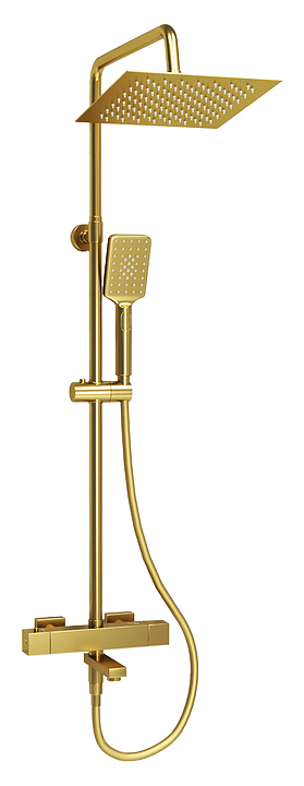 Душевая система с термостатическим смесителем Wasserkraft A199.198.201.BG Thermo матовое золото