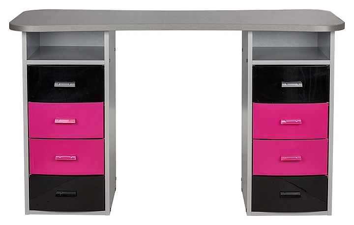 Стол маникюрный МЭДИСОН ЭЛВУД-4 с восемью ящиками, серебро