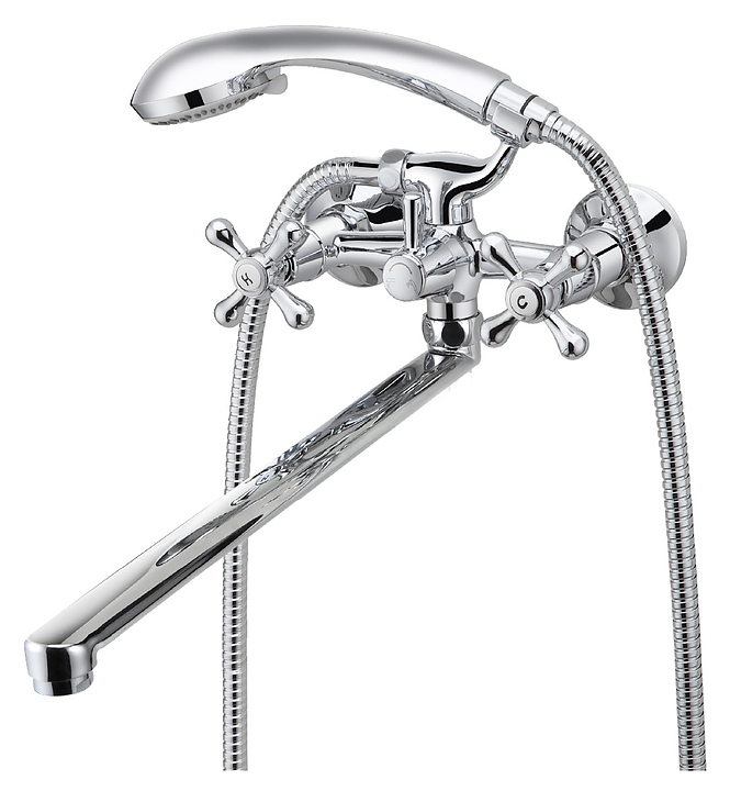 Смеситель для ванны и душа LEMARK Promotion LM6048C универсальный, с плоским изливом, хром