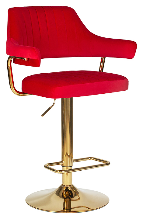 Стул барный DOBRIN 5019_Golden-LM CHARLY GOLD (красный велюр, золотой металл)