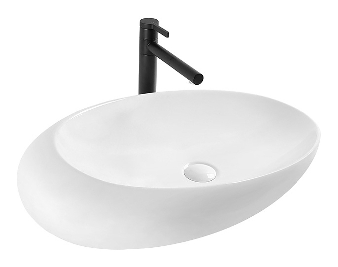 Раковина накладная Mira MR-6942 69х42 см, без отв. под смеситель, керамика