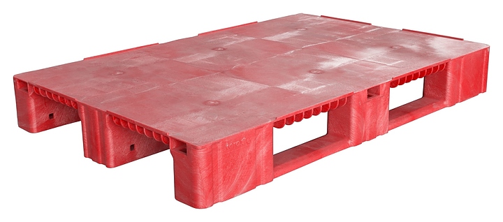 Паллет универсальный ТАРА.РУ TR 1208-1 ББ 1200х800х150 мм (сплошной на 3 полозьях) без бортов красный