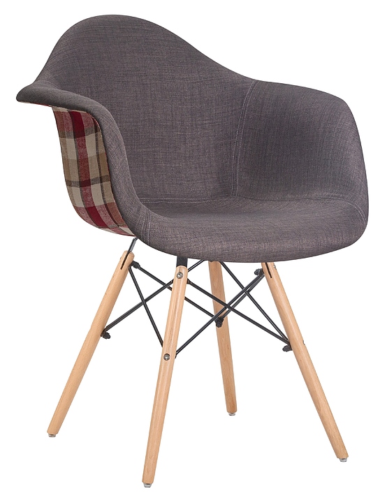 Стул обеденный DOBRIN 620PP-010LMZL DAW THOMAS (серый, яркая клетка, светлый бук)