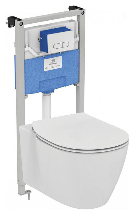 Унитаз подвесной с инсталляцией Ideal Standard Connect AquaBlade E047901 4 в 1 с панелью смыва Oleas M1 R0115AA