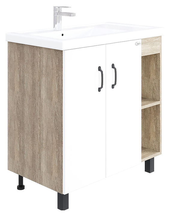 Тумба под раковину Onika ТИМБЕР 80.10 белая матовая, дуб сонома