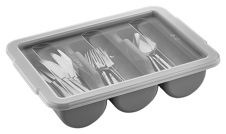 Емкость для столовых приборов Gastroplast GK-03 3 секции 40х29х9,5 см (полипропилен) серая