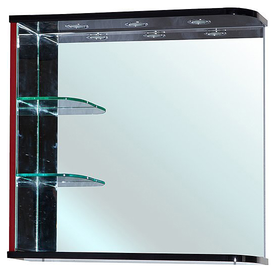 Зеркало Bellezza Рио 70 L черно-красное, левое