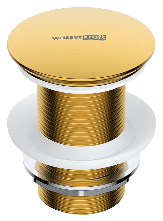 Клапан донный Wasserkraft A247 push-up, матовое золото