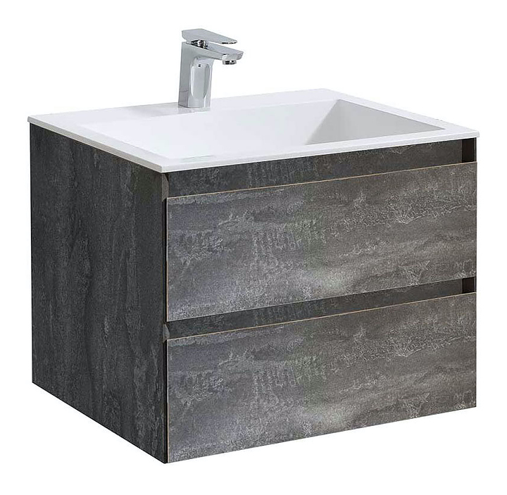 Тумба под раковину Vincea Luka 600 G.Stone 59,2х47,6 см, подвесная, серый камень
