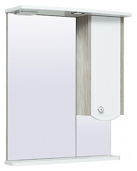 Шкаф зеркальный Runo Аликанте 60 правый, дуб скандинавский, белый