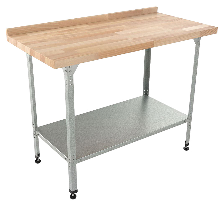 Стол кондитерский Мебель Фронт Бизнес СКБП 600x600x860 мм, полка сплошная, с бортом, береза