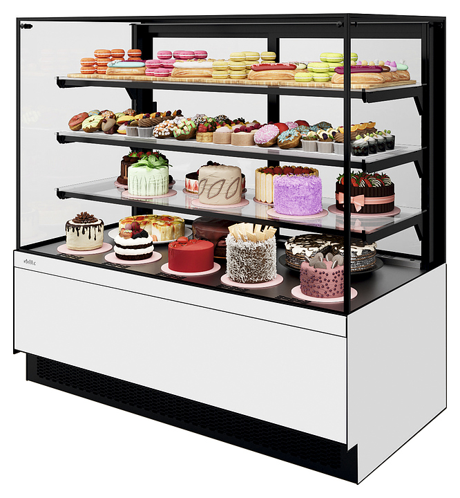 Витрина кондитерская Chilz VETE II KUB LUX 90 белый глянец, металлик