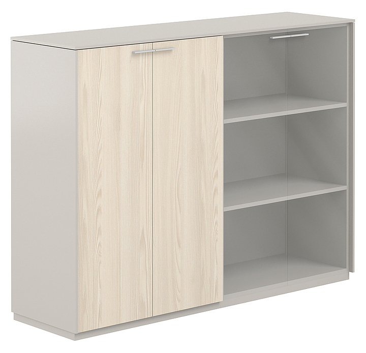 Шкаф для документов комбинированный средний NORDEN NZ-0305+NZ-0325.GS.YN.GL прозрачное стекло