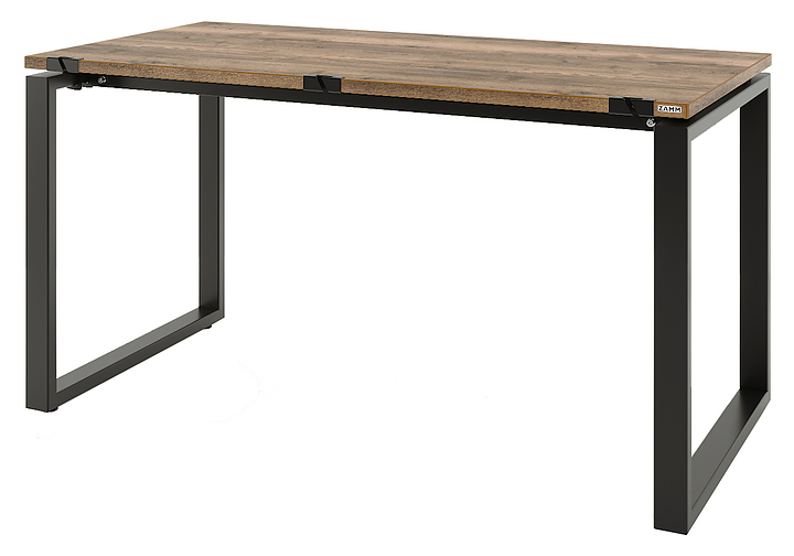 Стол офисный прямой ZAMM Зета 60х30 ТР 1200х700 с пропусками, дуб галифакс олово /черный муар
