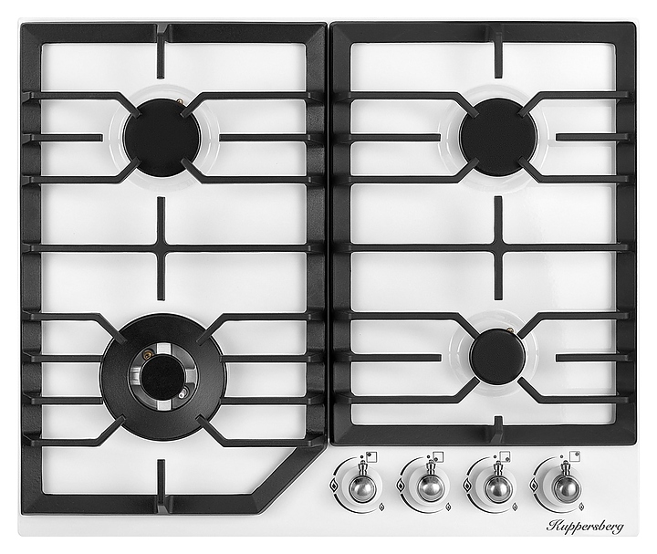 Варочная панель Kuppersberg FS 601 W Silver газовая, белая с фурнитурой под серебро