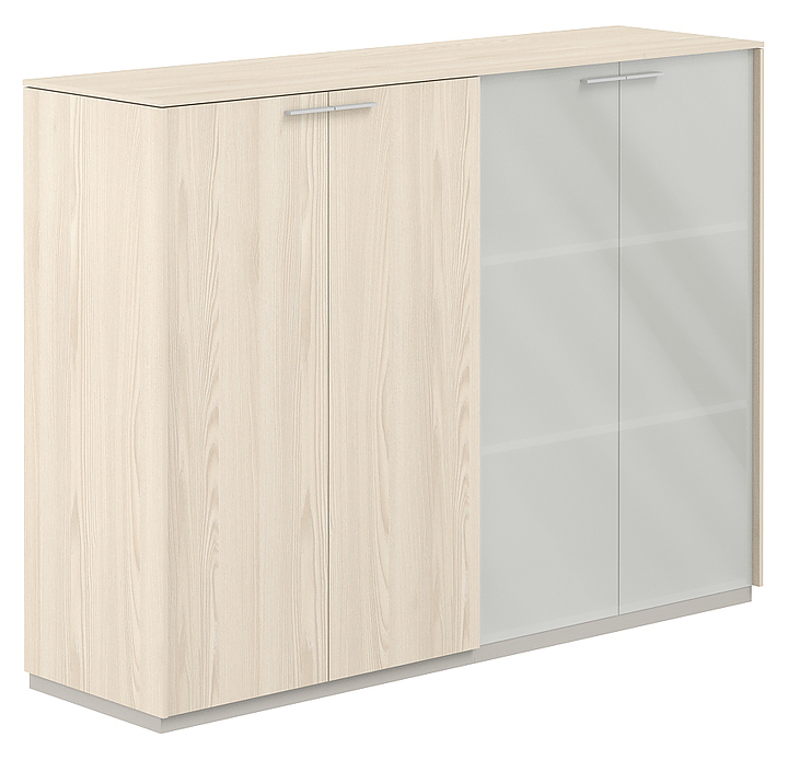 Шкаф для документов комбинированный средний NORDEN NZ-0305+NZ-0335.YN.YN.GLM матовое стекло