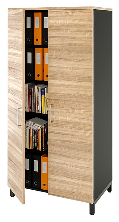 Шкаф для документов ZAMM 5 полок, 2 двери МК 600 90х60х190 см фасад дуб Бардолино, корпус черный