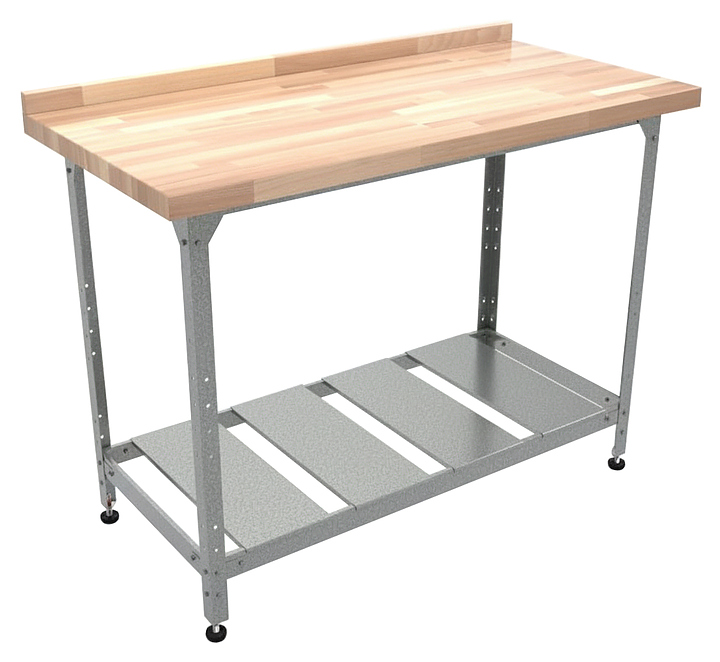 Стол кондитерский Мебель Фронт Бизнес СКБР 1300x600x860 мм, полка-решетка, с бортом, береза