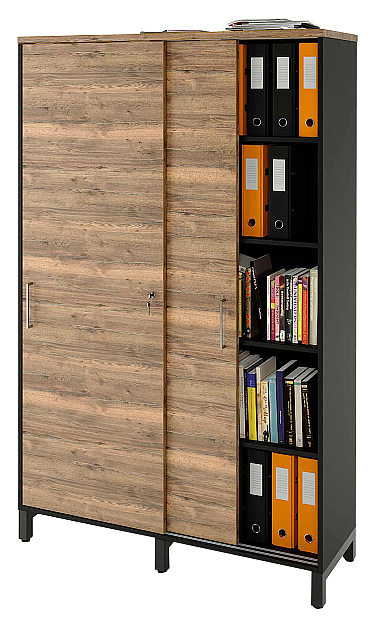 Локер ZAMM 5 полок МК 414 120х41,4х190 см фасад дуб Галифакс олово, корпус черный
