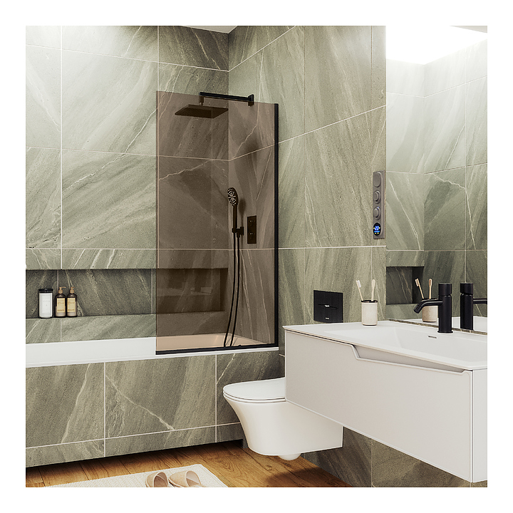 Шторка на ванну MaybahGlass MGV-59-6у 60х140 см, бронза, черный