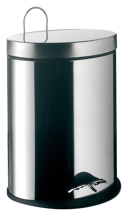 Ведро для мусора EMCO System 2 5 л, с крышкой и педалью, хром