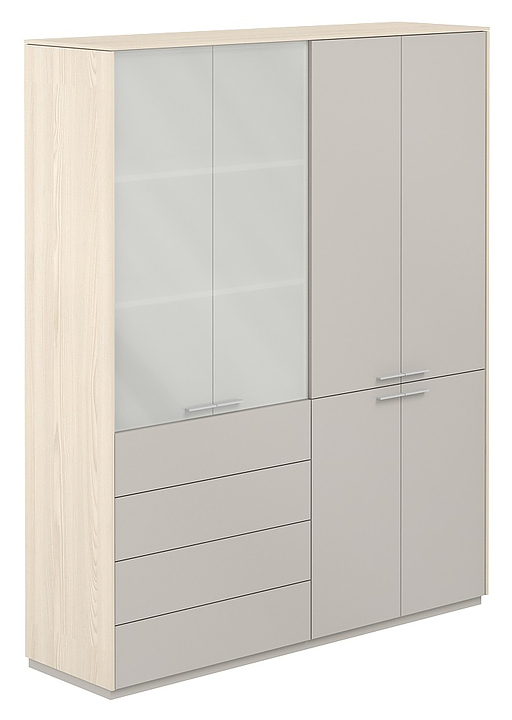 Шкаф для документов комбинированный NORDEN NZ-0321+NZ-0332.YN.GS матовое стекло